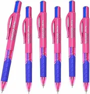 FNX 6 x PaperMate InkJoy Quatro Retractable Ballpoint Pens | 0.7mm Medium Point Nib | 4 Fun Ink Colours - Pink, Sky Blue, Lime Green & Purple | Pink Barrel with Purple Grip | Loose in Plain Packaging