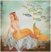 Vintage Mermaid in Clam Shell Retro Counted Cross-Stitch Pattern Chart