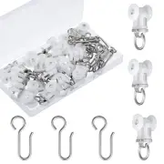 40 Set Curtain Track Roller Hooks Curtain Rail Ceiling Gliders Set Dual Wheel...