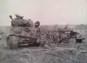 WW2 WWII Photo US Army M4 Sherman Tank Knocked Out World War Two / 3209