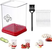 Awkunmy Fruit Slicer, Grape Cutter, Strawberry Slicer Cup, Egg Slicer, Salad Chopper, Food Chopper with Container. Suitable for Cutting Bananas, Grapes, Carrots, and Apple, Give Brush and Forks