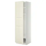 METOD high cabinet w shelves/wire basket, white/Bodbyn off-white, 60x60x200 cm