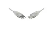 8Ware USB 2.0 Extension Cable 3m A to A Male to Female Transparent Metal Sheath Cable