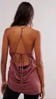NWT Free People Callie Halter Top Asymmetrical Hem With Open Back Wild Ginger L