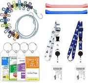 Cruise Ship Essentials, Cruise Luggage Tags, Lanyards for Cruise Ship Cards, Beach Towel Bands, Travel Clothesline, Cruise Essentials 2025 Set Works with All Cruise Lines