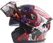 Modular Motorcycle Helmet DOT/ECE Approved Full Face Helmet with Double Layer Visor Flip Up Helmet Removable Liner for Men Women Motocross Cruiser Chopper