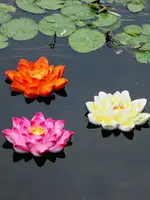 仿真植物樹脂荷花擺件花園池塘造景魚缸裝飾假蓮花漂浮水佛堂供品