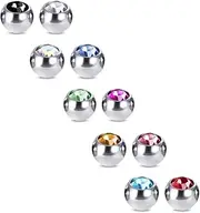 [COTTVOTT] 10pcs Crystals Screw 14G 16G Tongue Labret Eyebrow Horseshoe Belly Rings Earrings Replacement Balls Stainless Steel Piercings