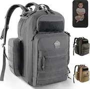 HighSpeedDaddy - Baby Diaper Backpack, Military-Grade, Waterproof Baby Travel Bag for Dads & Moms, Compact, Lightweight Design with Stroller Straps, & Tablet Sleeve - 32L capacity, Gunmetal Gray