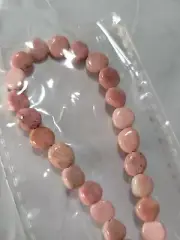 Thulite Flat Round Gemstone Beads 6-7 MM 8 Inch Strand Norway Peach Salmon Color
