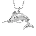 925 Sterling Silver White Blue Marlin Fish Necklace