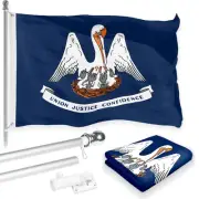 Combo Pack: 6 Feet Tangle Free Spinning Flagpole (Silver) Louisiana LA