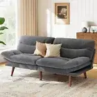 Futon Sofa Bed, Corduroy Futon Couch with Adjustable Backrest & Armrests