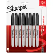 Sharpie Permanent Marker Pens Fine Point, Black 8 pack