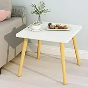Hbluefat End Table,19.7In Modern Wood Square Side Table, Small Bedside Table, Simple Style Nightstand for Home Office Small Space, Living Room, Bedroom (White)