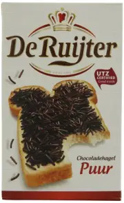 Deruyter Chocoadehagel Puur (Dark Chocolate Sprinkles), 14-Ounces Boxes (Pack of