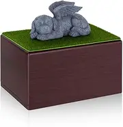 Dog Ashes Urn,Dog Urn with Angle Dog Statue - Pet Cremation Memorial Wooden Funeral Box, Dog Sympathy for Loss of Pet