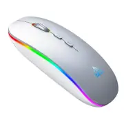 LED Bluetooth Mouse, Rechargeable Bluetooth (BT 5.1+2.4G) Wireless Mouse, Sil...