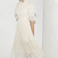 在飛比找蝦皮購物優惠-Self-portrait雪紡雙層蕾絲蝴蝶領結洋裝/輕婚紗