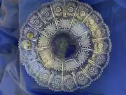 VINTAGE BOHEMIA HAND CUT QUEEN LACE 24% LEAD CRYSTAL ROUND PLATE 8” NIB
