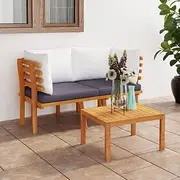 Outdoor 2-Seater Garden Sofa with Cushions, Assembly Required, Timeless Slatted Design, Weather-Resistant and Highly Durable, 130x65x65cm Solid Acacia Wood