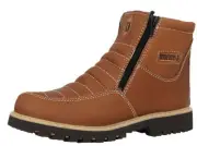Mens Tan Work Boots Rubber Sole Slip Resistant Shoes Zip Up