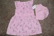 1S NWT 24M 18-24M CARTER'S Woven Bunny Rabbit Tank Top Dress Bloomers Outfit Set