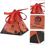 LABRIMP Halloween Favor Boxes 30 Pcs Triangle Paper Candy Boxes with Witches Moon for Kids