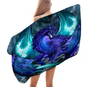 Purple Dragon of Fate Fantasy Creatures Microfiber Beach Towel
