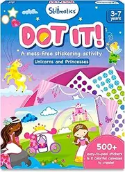 Skillmatics Art Activity - Dot It Unicorns & Princesses, No Mess Sticker Art for Kids, Craft Kits, DIY Activity, Travel Toys, Fine Motor Skills, Gifts for Boys & Girls Ages 3, 4, 5, 6, 7