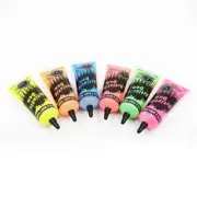 6 x 50ml Hypnotic Glow In The Dark Face And Body Paints With Free Blacklight