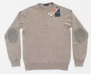 $245 New EMANUEL BERG Pullover Sweater Men's SMALL S EU 48 Beige Wool Wash TAUPE