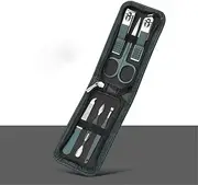 6Pcs/Set Portable Manicure Kit Pedicure Zipper Bag Nail Clipper Suit Personal Care Tool Travel Home Ear Pick Eyebrow ScissorGift,green