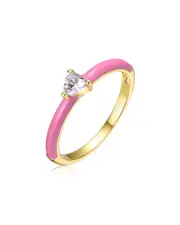 Rachel Glauber 14K Plated CZ Heart Solitaire Ring