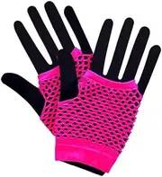 Sweidas Short Fishnet Punk Gloves, Neon Pink