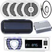 Marine Boat MP3 USB SD AUX iPod Radio & Cover + 400W Amp W/4 Speakers /Antenna