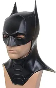 HugOutdoor Halloween Bat Cosplay Man Mask 2022 Movie Superhero Costume Accessories Latex Masks for Dress Up Adult Size Black 15.74 * 14.56 * 9.05 IN