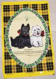 NEW Lamont Ireland Linen Cotton Tea Towel Scottish Dogs Terrier Scotties