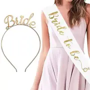 Bride to Be Sash & Headband Tiara Set – Accessories for Bachelorette Party Br...