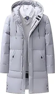 [JEShifangjiusu] 1/2 Pack Thick Zipper Clothing For Men Long Warm Clothes Feather Anti-Wind, Waterproof And Snow Coat, grey, Large