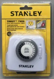 Stanley TimeIt Twin 2 Outlet Daily Mechanical Timer NEW