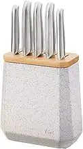 Furi Stone Knife Block Set Sepia Terazzo 6 Piece