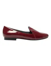 [Wide Steps] Castle Flat Shoes in Wine Crinkle Patent
