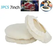 3Pcs 7inch Car Lambs Wool-Bonnet Buffing Wheel Pad Buffer Polishing Polisher-Pad