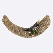 LxcshLjx Bird Seagrass Mat, 29.5"x7" Natural Grass Woven Net Hammock Hanging on Parrot Cage, Parakeet Climbing Rope Ladder Mat, Chew Toy for Pigeon Lovebird Cockatiel Conure Budgie Bearded Dragon