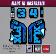 FOX style Factory 34 - 2021 Fork Decals Stickers Light Blue/Royal Blue Laminated