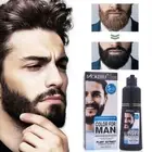 Men 2 in 1 Beard Mustache Natural Hair Color Shampoo Permanent Dye 200ml P2F8