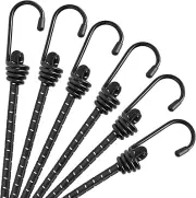 RIO Direct Bungee Cords with Hooks 12 Inch - Black Bungee Cords Heavy Duty Outdo