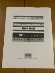 Sansui PA-100 Public Address Amplifier Owners Manual Photocopy