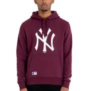 New Era New York NY Yankees MLB Team Logo Pullover Sweatshirt Hoodie - Maroon L